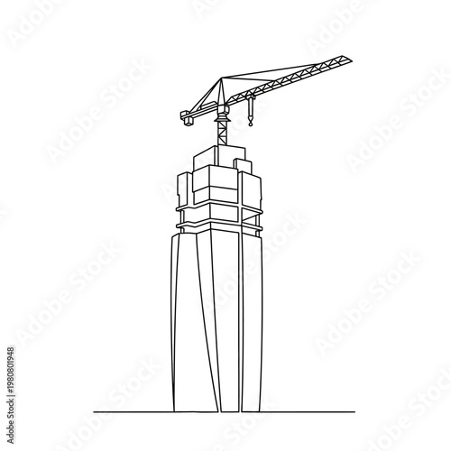 Construction Crane Tower Building Site.