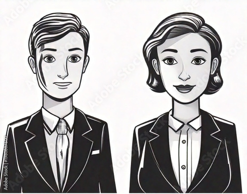 Man and Woman in Business Suits Standing Together.