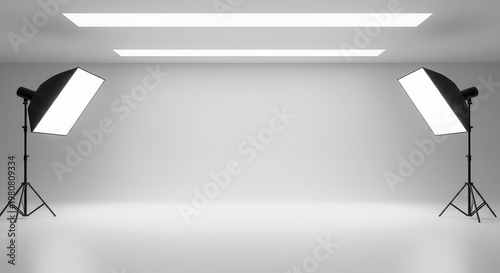 Seamless white cyclorama background extending into the distance, representing limitless space, perfect for abstract concepts or displays, pure, bright, minimal