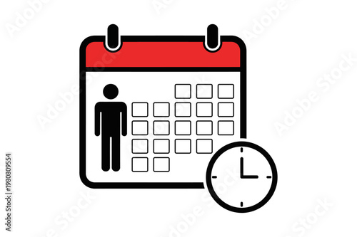 calendar icon with a person and clock representing scheduling or appointments 