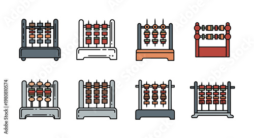 BBQ Skewer Rack Line art abstract modern pattern illustration