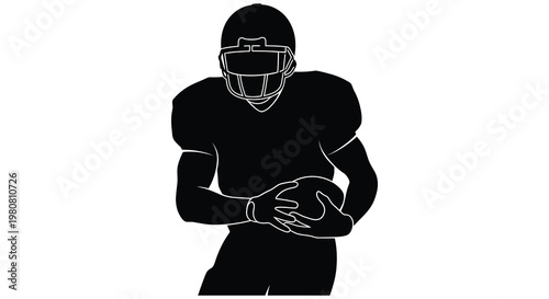 American football player in action holding ball dynamic pose black silhouette