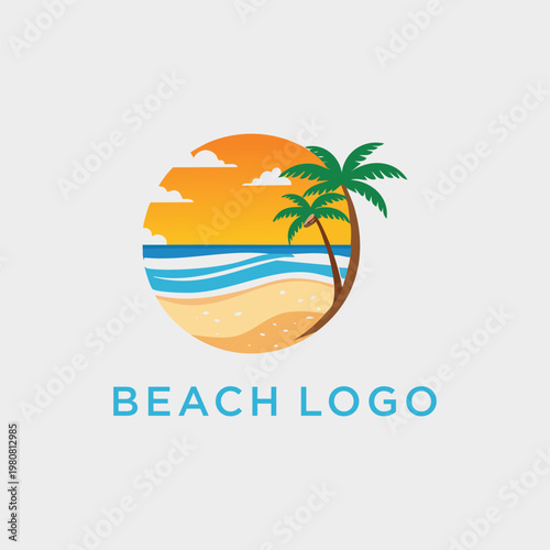 Beach icon vector logo design with creative concept premium vector