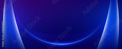 Ethereal glowing blue curves on dynamic halftone gradient background