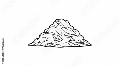 A simple black and white drawing of a pile of leaves or organic material
