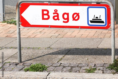 Baagø island roadsign and direction in Denmark	