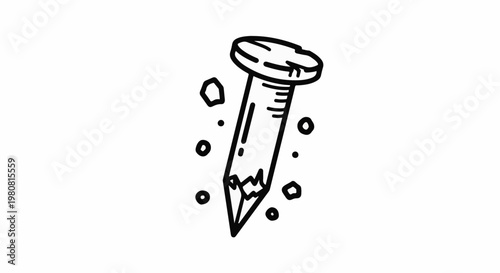 A simple black and white line drawing of a nail