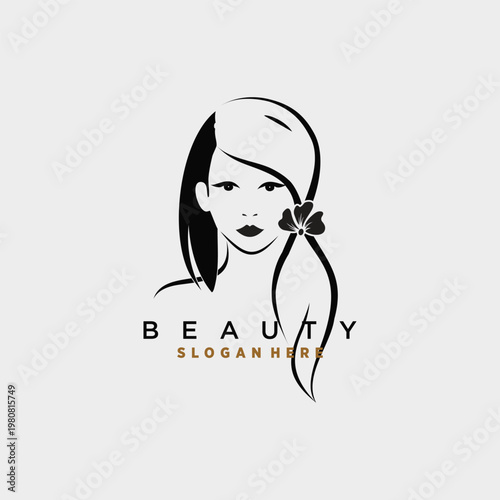 Beauty salon logo with creative concept and unique element design icon premium vector