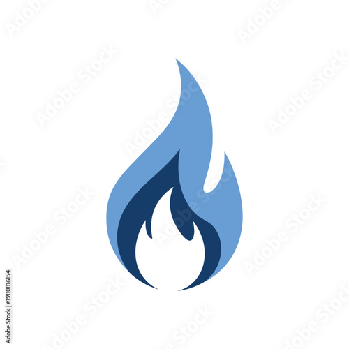 Blue flame icon vector illustration, representing natural gas, heat, energy, fire, and warmth. abstract and modern graphic element for industrial and domestic use.