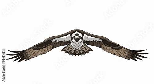 A pixel art osprey bird in flight with wings outstretched