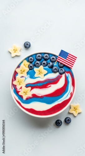 American flag design dessert bowl.