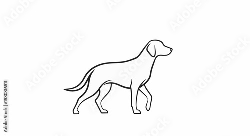 A simple line drawing of a dog walking