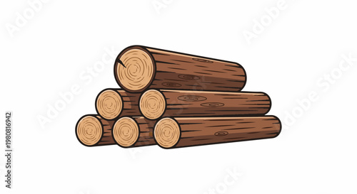 A stack of rough, cut logs piled in layers against a white background