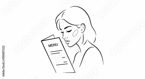A person studies a menu for a meal