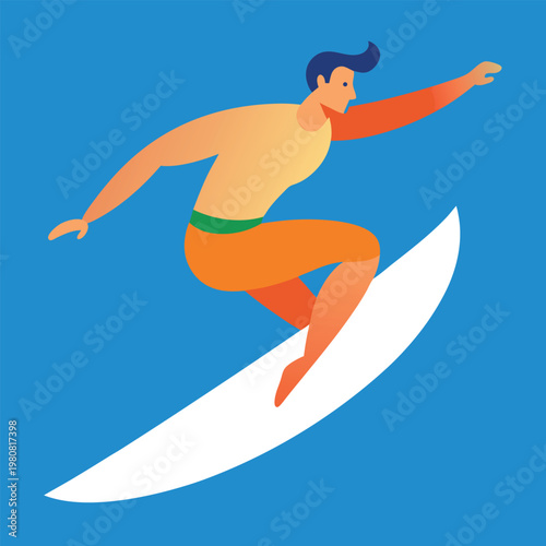 A surfer possibly a man with a muscular build 