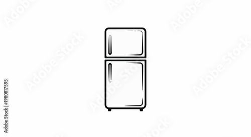 A simple line drawing of a two-door refrigerator on a white background
