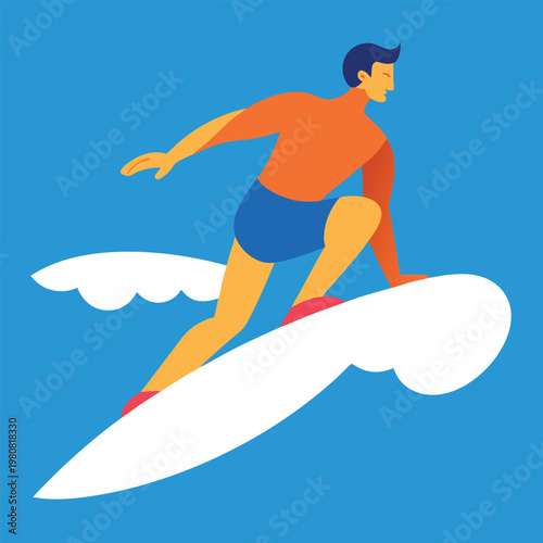 A surfer possibly a man with a muscular build 