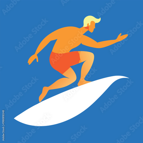 A surfer possibly a man with a muscular build 