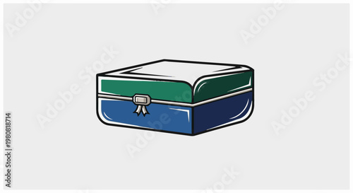 A simple drawing of a closed rectangular box with a bow on the front