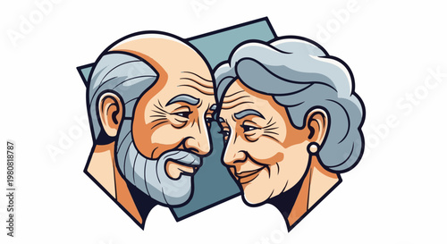 A loving elderly couple gazes at each other, conveying affection and wisdom