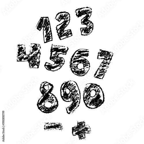 Soft Pencil Hand Drawn Kid Vector Numbers