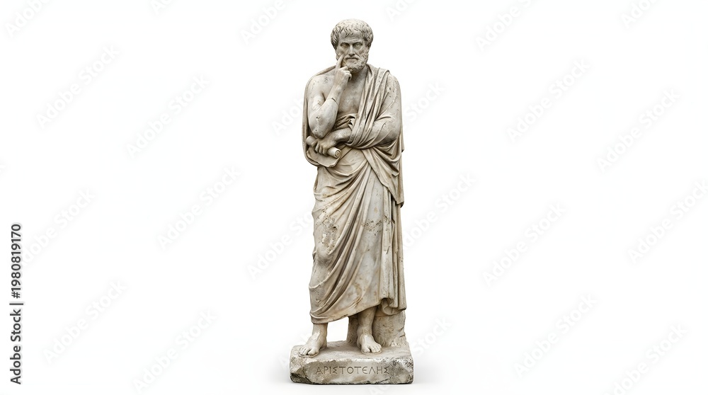 Fototapeta premium Ancient Roman philosopher statue in marble, classical wisdom and history sculpture for educational and cultural themes