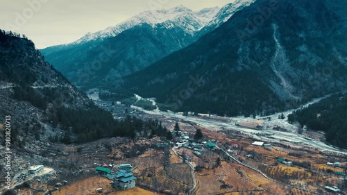 Beautiful Sangla Valley Drone View