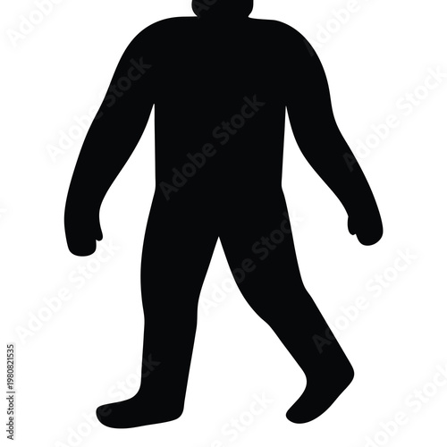 Silhouette of a person walking on a white background in black color