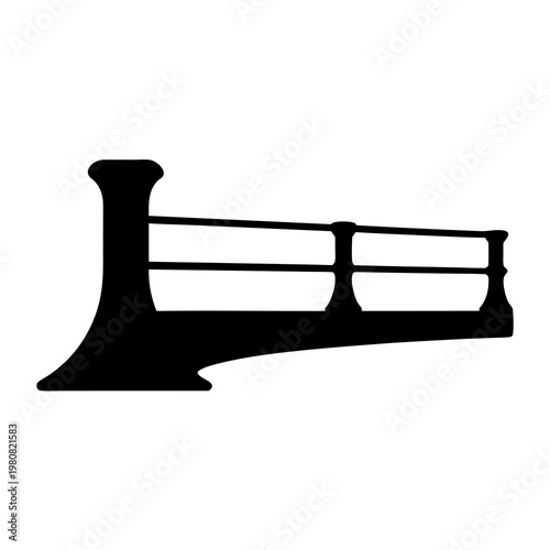 Stylized silhouette of a pedestrian bridge with ornate support structure element
