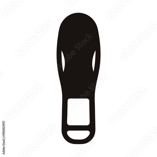 Black silhouette of a flipflop sole, simple design, minimalist appearance