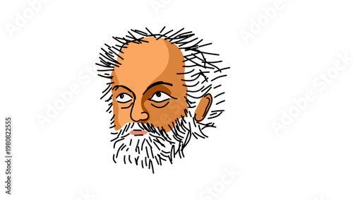 Aesop portrait, flat vector illustration
