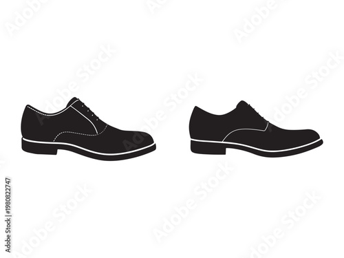 Black leather oxford shoes with white stitching and sole  side view  mens footwear