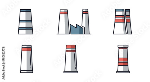 Factory chimney Line art clean abstract vector