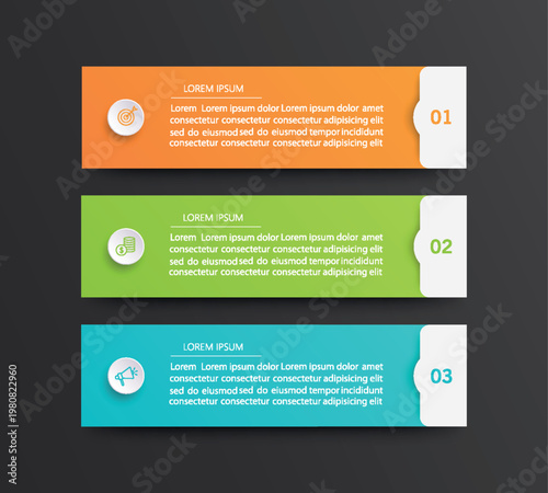Business infographic design template with 3 options, steps or processes	