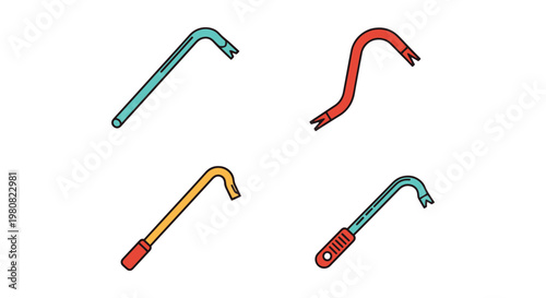 Crowbar Line art vector set creative abstract shape illustration
