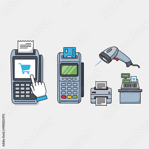 Payment terminal with shopping cart.