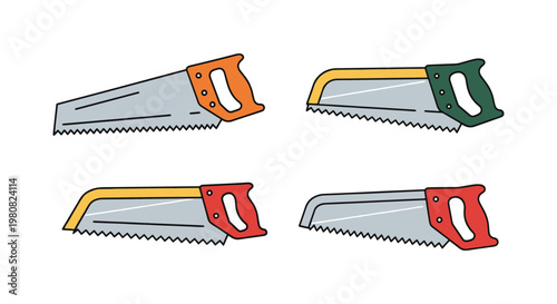 Hand Saw Line art vector set clean minimal illustration