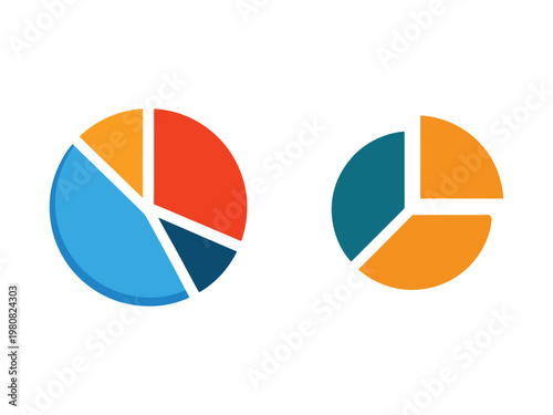 Colorful pie chart graphics with multiple sections  business data visualization  infographics elements  statistics charts  graphs