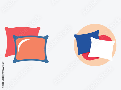 Colorful throw pillows on light background for home decor and furniture design  soft cushions in red blue white and orange hues