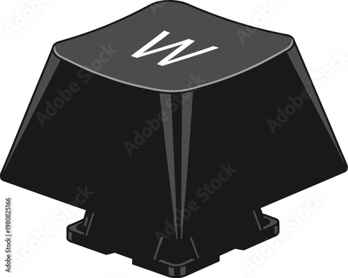 Keyboard key with letter W stands ready for typing in a digital workspace.