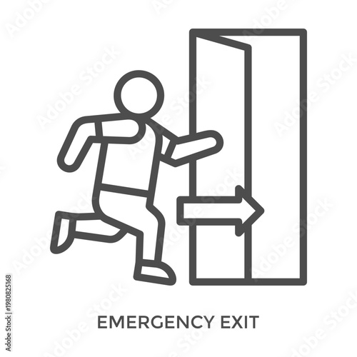 Emergency Exit Icon Line Style. Design Vector Illustration
