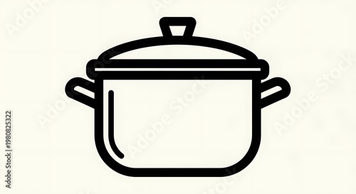 Black line drawing cooking pot.