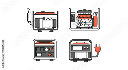 Diesel Generator Line art minimal abstract vector