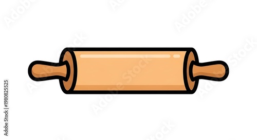 Wooden rolling pin kitchen tool.