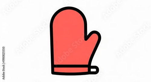 Red Cartoon Glove Icon Isolated.