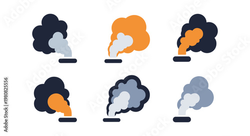 Diesel smoke Line art vector abstract colorful shapes