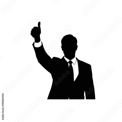 Silhouette of a Businessman Giving a Thumbs Up Gesture.