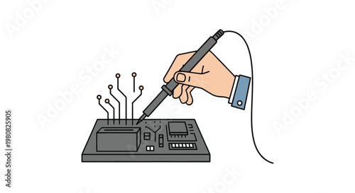 Circuit Testing Line art simple clean shapes vector