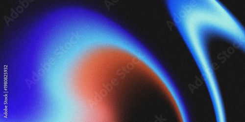 Foto Abstract modern background with smooth curved gradients of deep blue, cyan, and warm terracotta, featuring a grainy, noisy texture