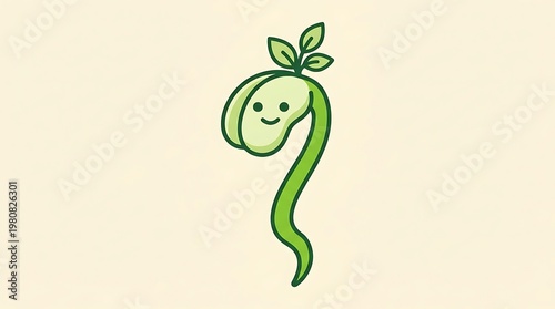 Green seedling with smiling face.